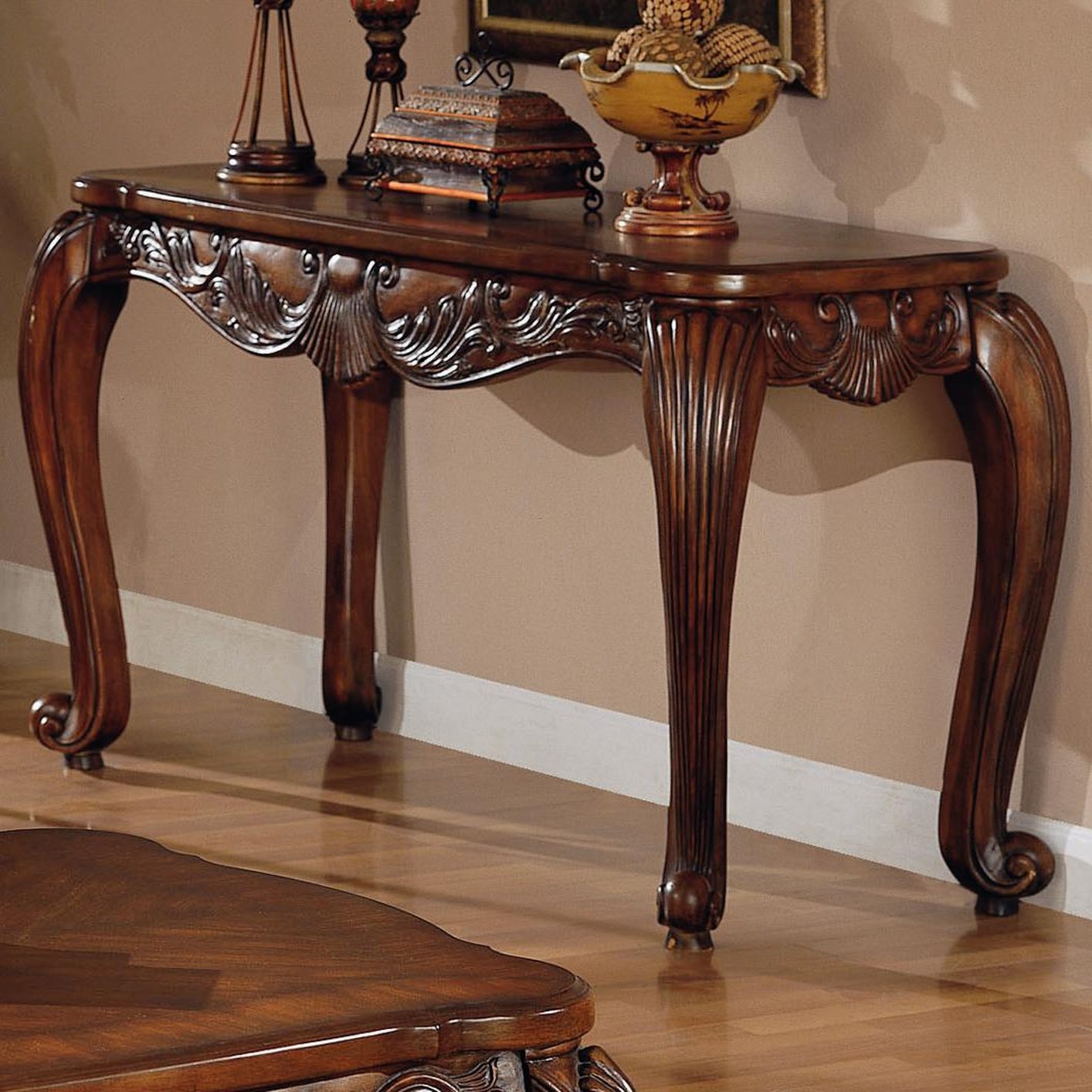 brown-wood-console-table